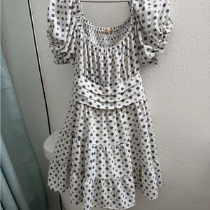 Elegant Blue and White Floral Dress